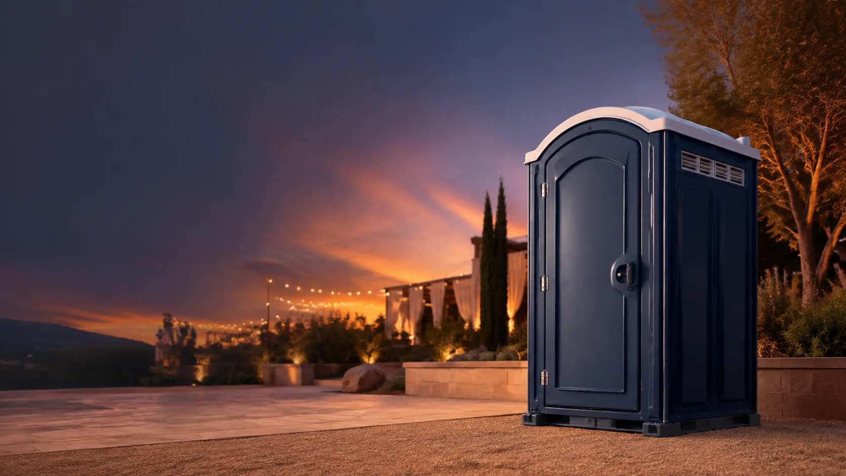 Portable restroom shown for rental planning in Highland Park, IL